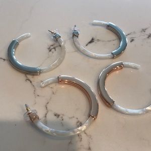 Bauble Bar White Pearl and Metal Earrings 2 pair.